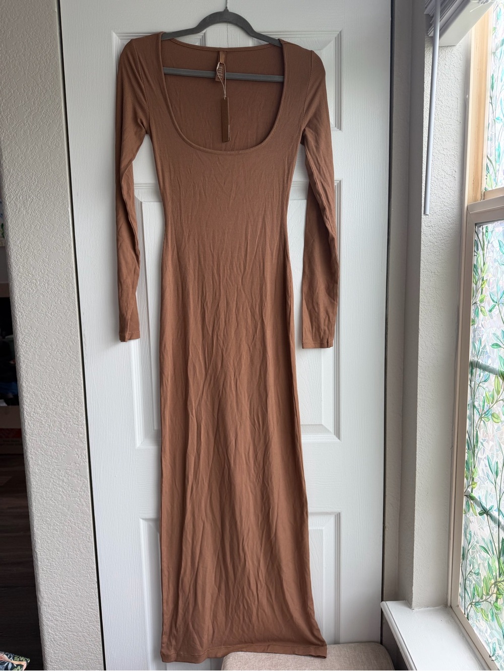 BNWT Skims Soft Lounge Long Sleeve Dress Camel Size Medium